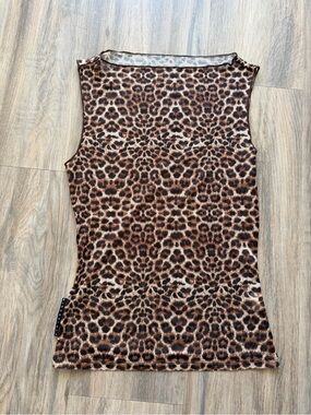 Sleeveless Leopard Print Tank Top - Brown